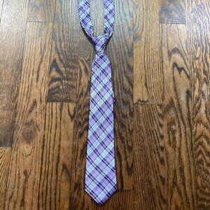 Le Chateau purple plaid  silk tie